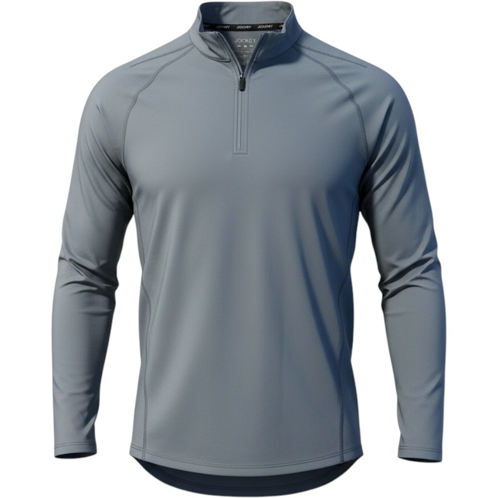 Jockey Thermal Quarter Zip Mens XL Blue Gray Pullover